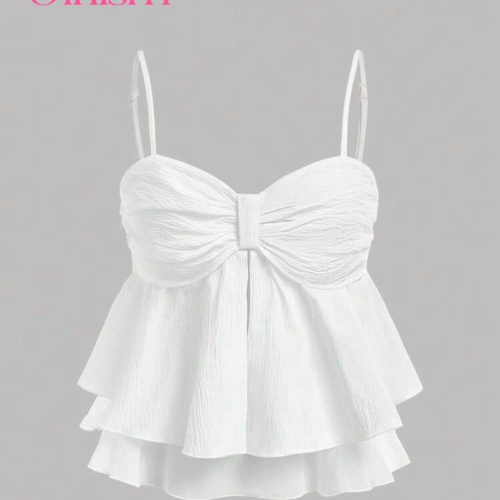 Elegant White Layered girls teen Top new sz 14